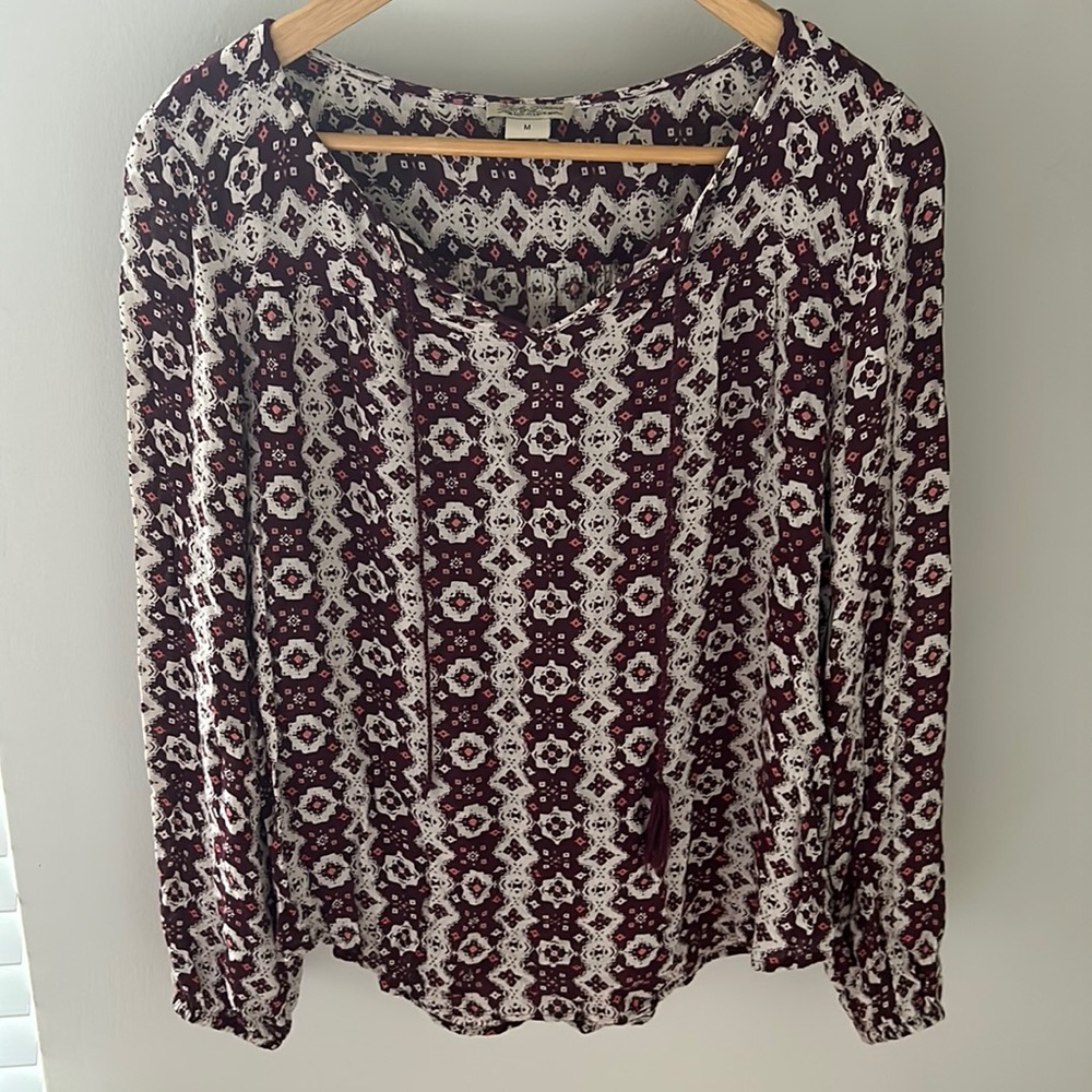 Lucky Brand Red and White Blouse